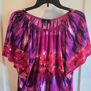 Iz Byer Vibrant Pink and Purple Blouse